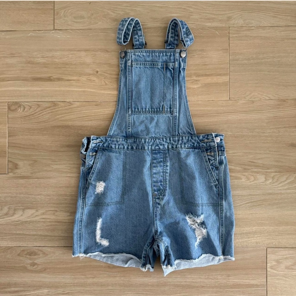 EVIDNT Light Blue Denim Overalls Shorts